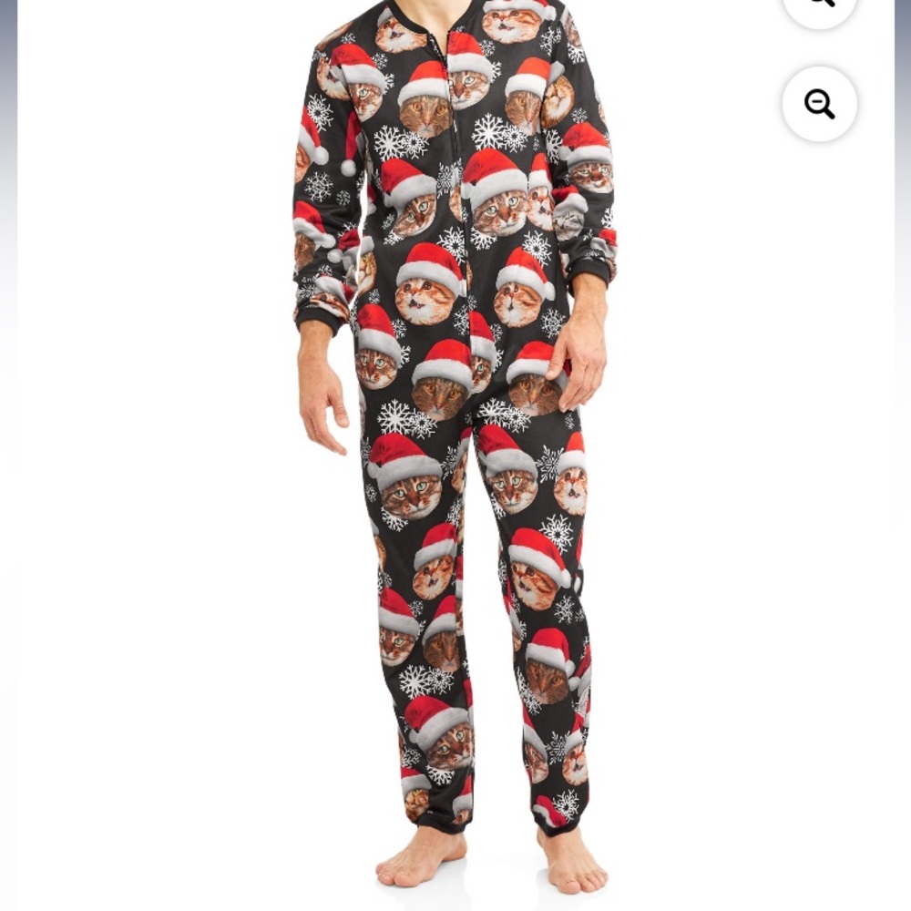 December‎ 25th Christmas cat romper/union suit. Size extra large.  Unisex